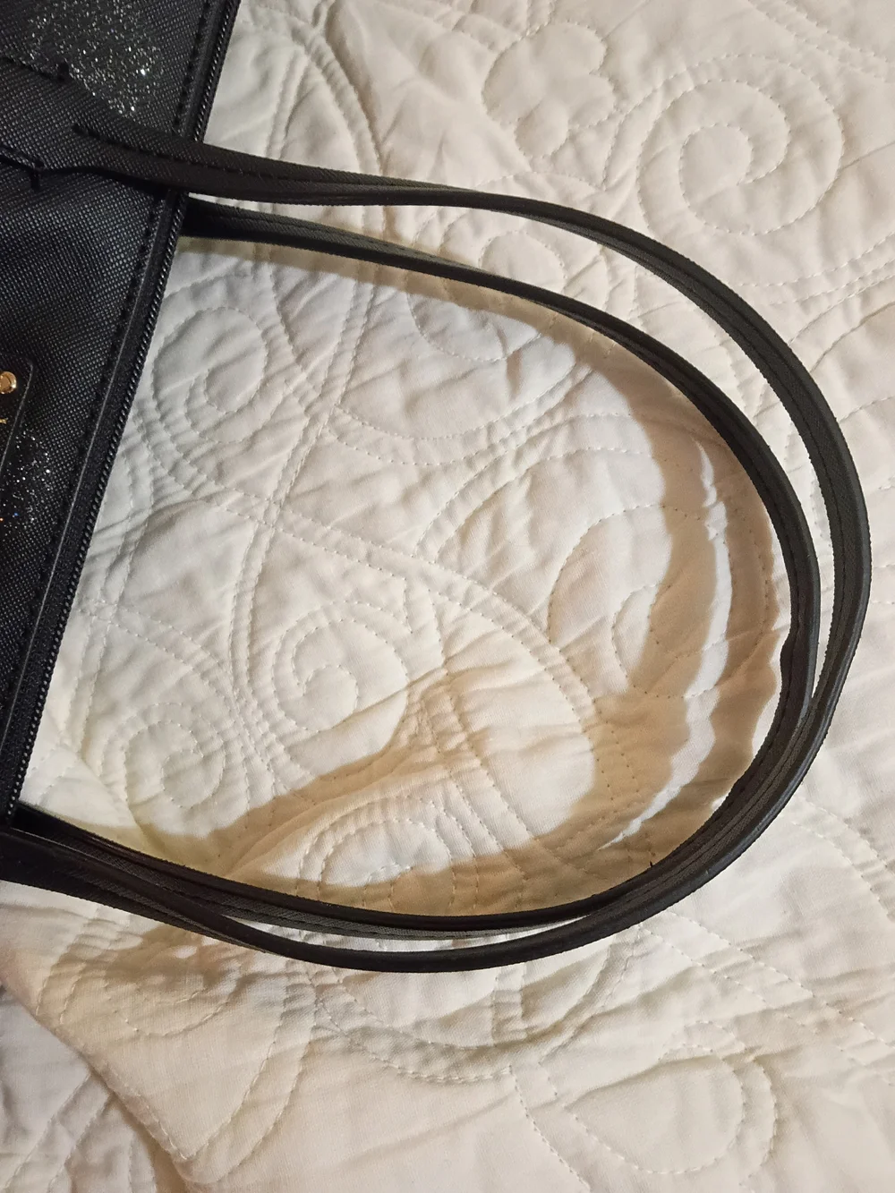 Kate Spade Black Glitter Dot Leather Tote Euc
